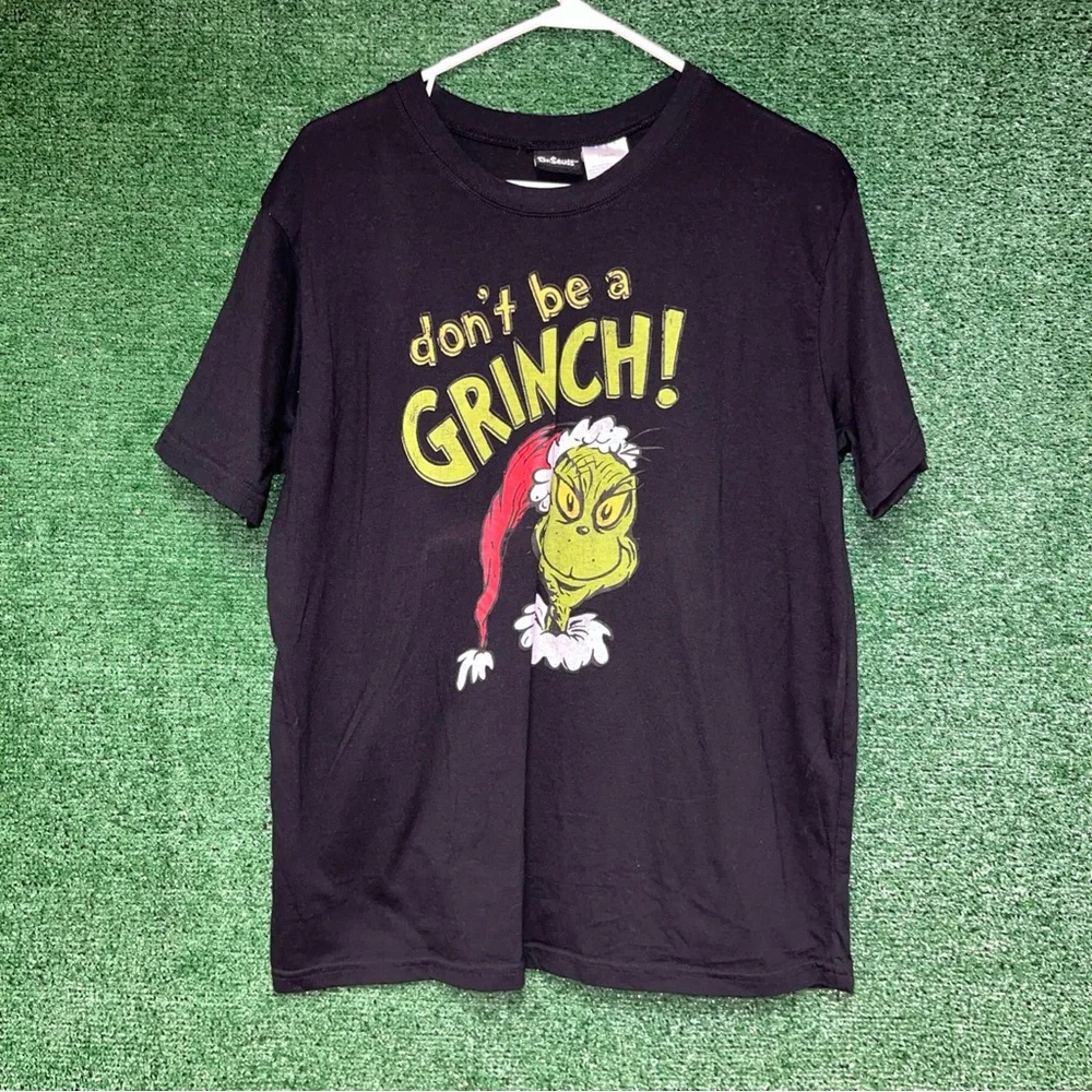 vintage Y2K Don’t Be A Grinch Black Shirt L Dr Suess tag Cartoons Christmas